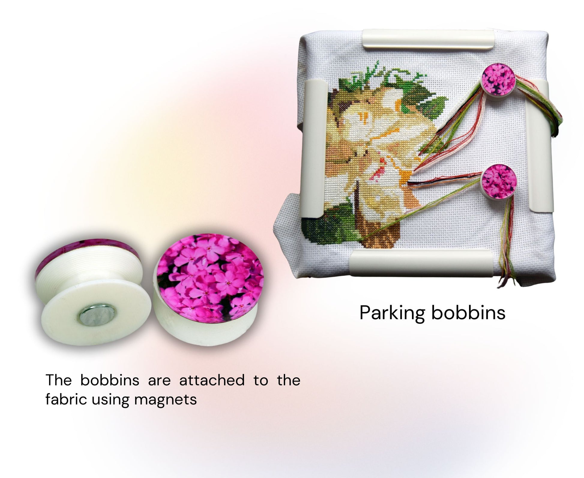 Parking bobbins for cross stitch Dariamakes