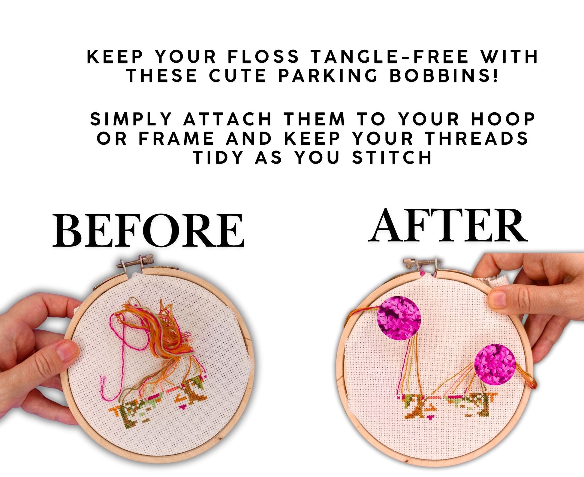 Parking bobbins for cross stitch Dariamakes