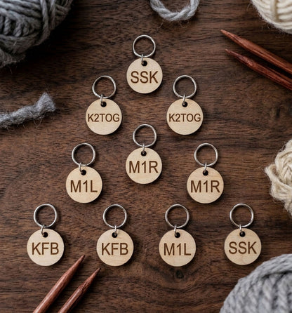Cozy Wooden Sweater Stitch Markers - Cute Knitting Pattern Helpers, Set of 10