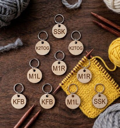 Cozy Wooden Sweater Stitch Markers - Cute Knitting Pattern Helpers, Set of 10