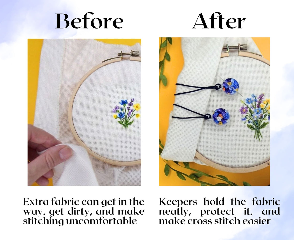Cross stitch keepers 2 pcs Spring Garden - Extra fabric holders