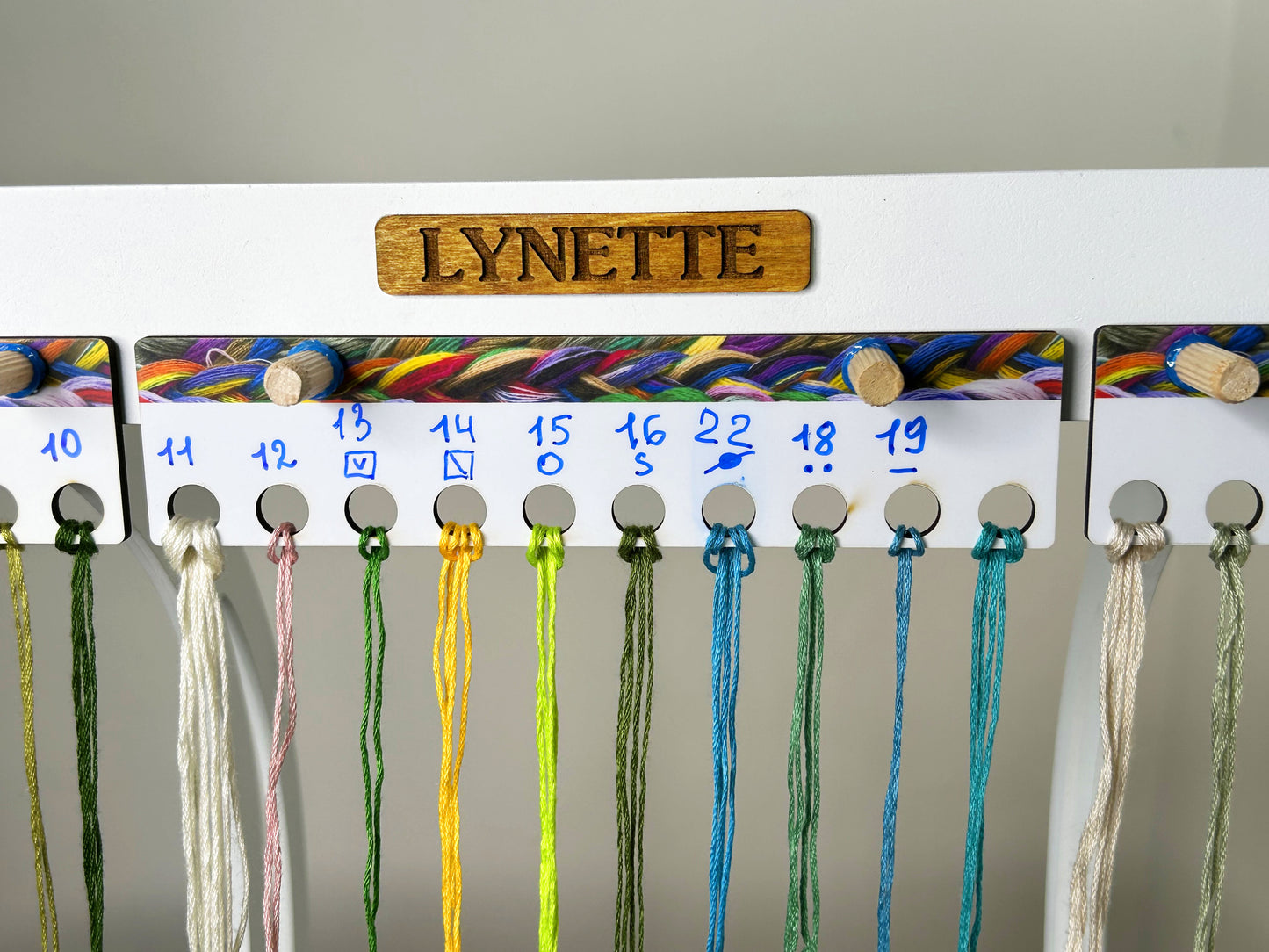 Wooden cross stitch stand floss organizer white 30 colors  - embroidery thread holder by Dariamakes - personalization