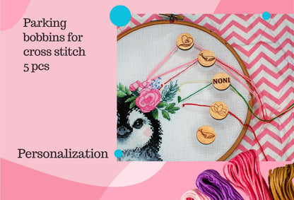 Parking bobbins for cross stitch embroidery kit dariamakes