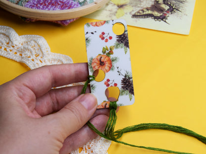 1 pc wooden Floss drop for cross stitch Pumpkin