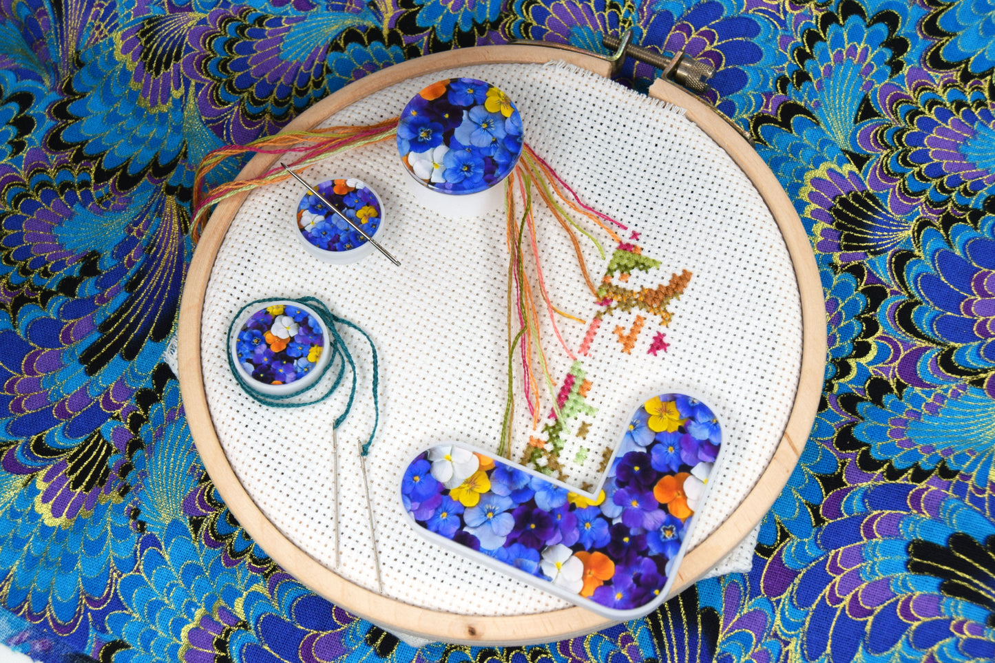 Combo 4 game changers for cross stitch Pattern marker window Needle minder Parking bobbin Thread hopper Dariamakes