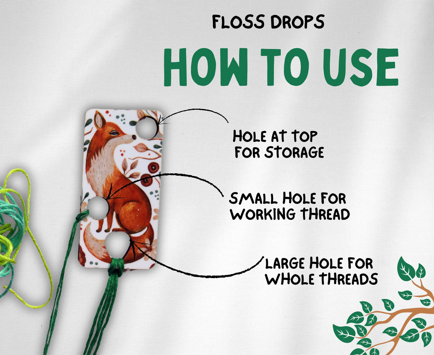 1 pc wooden Floss drop for cross stitch