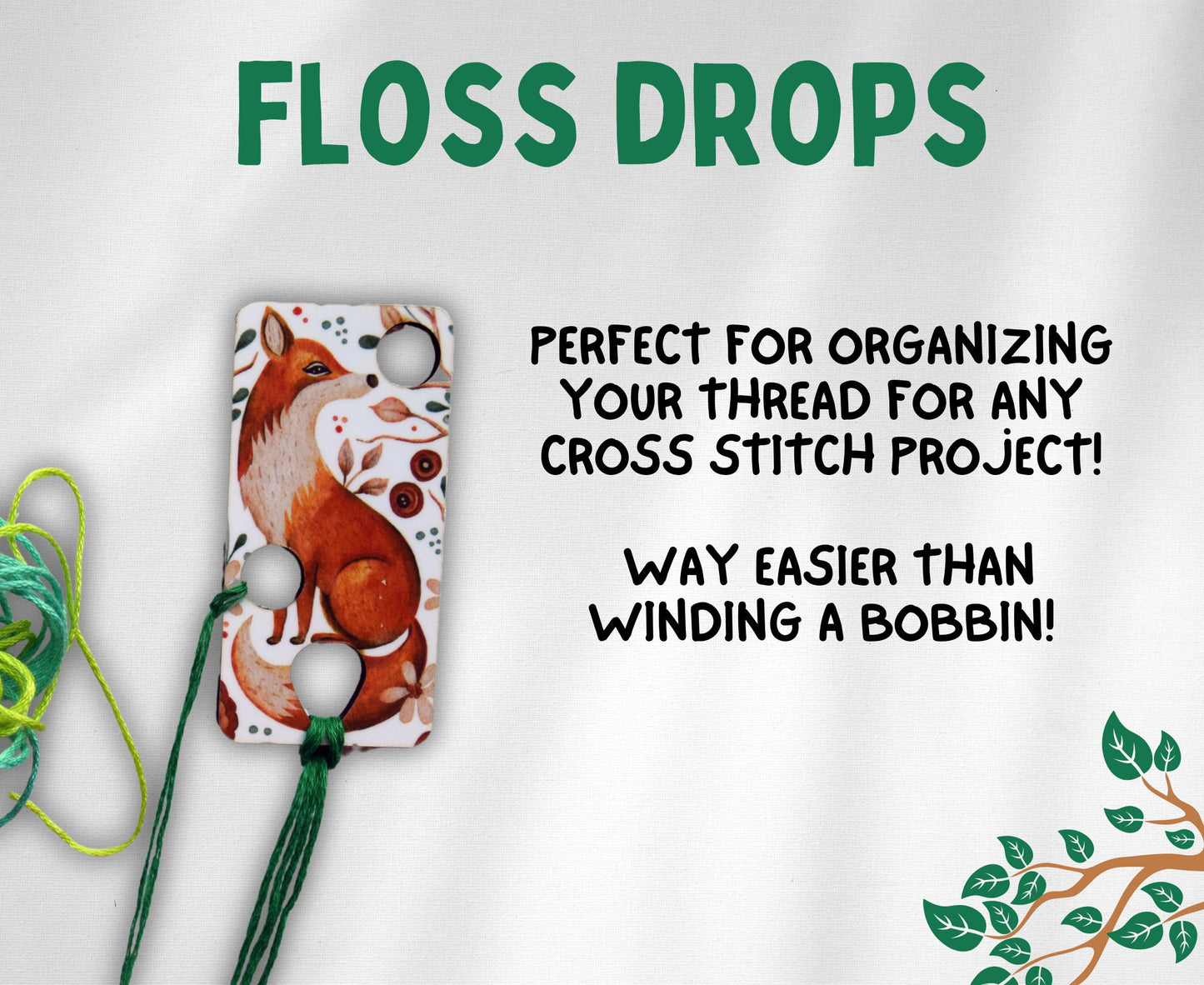 1 pc wooden Floss drop for cross stitch