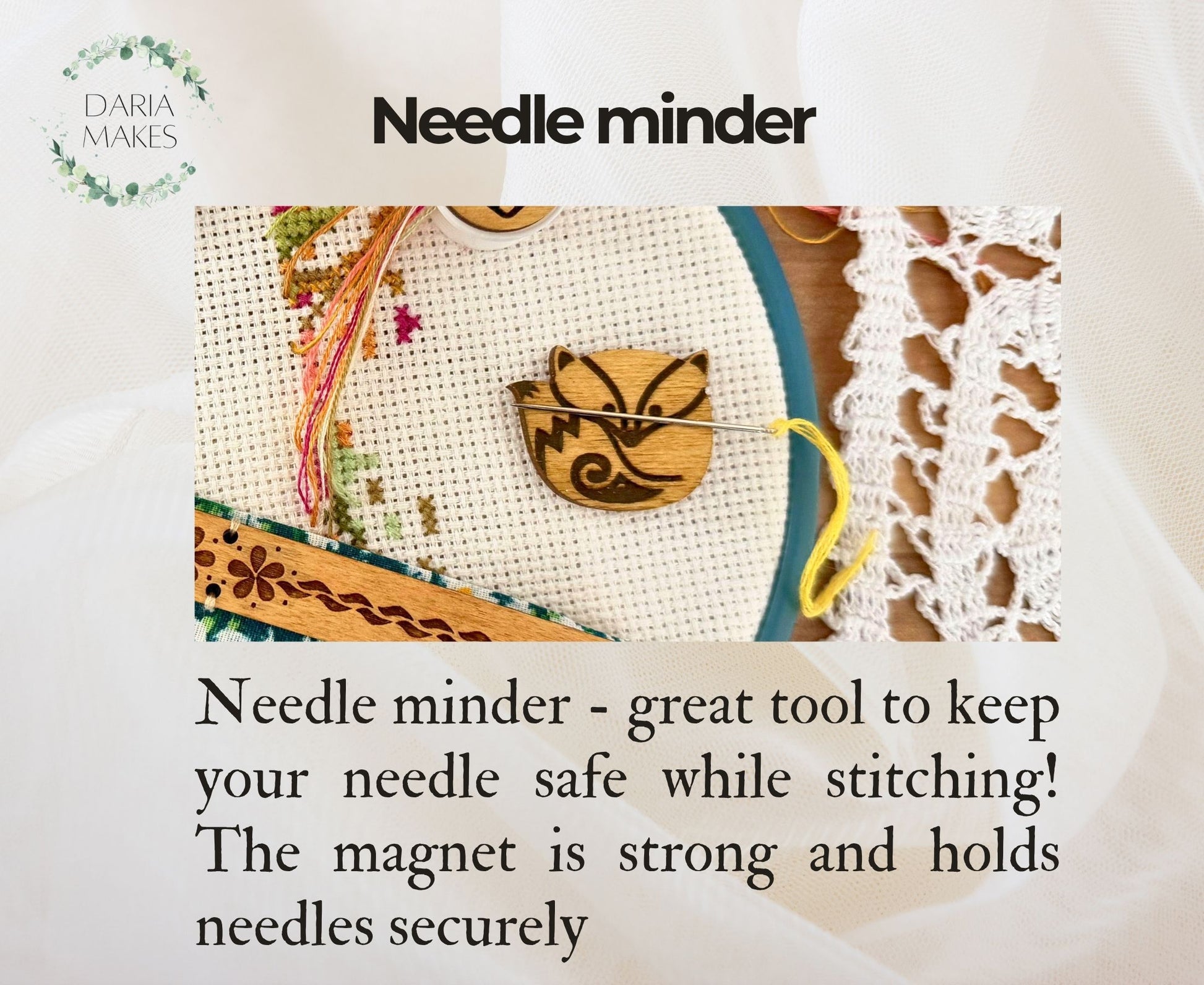 Welcome to Daria Makes  a place for cross stitch lovers, creative minds, and craft enthusiasts! Discover unique needle minders, needlework accessories, and helpful tools designed to make your stitching projects more enjoyable.

Whether you're passionate about Cross Stitch, Embroidery, or other creative hobbies, you'll find inspiration, organization ideas, and beautiful handmade creations for your craft room. Join our crafting community, follow our crafting journey, and explore crafting ideas, crafting tips