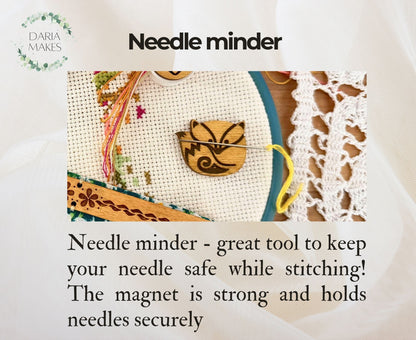 Needle Minder by Daria Makes  beautiful magnetic needle holder for cross stitch and embroidery projects. A must-have stitching accessory