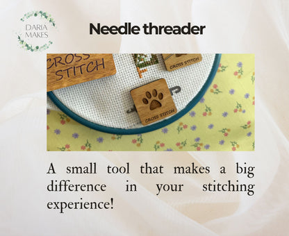 Needle Threader by Daria Makes. A must-have accessory for cross stitch and embroidery lovers, designed to save time and reduce frustration