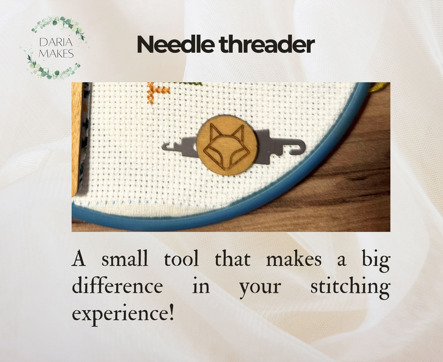 A small tool that makes a big difference! These needle threaders help you quickly and easily thread embroidery needles, saving time and reducing frustration. Perfect for cross stitch, embroidery, and other needlework projects.

Lightweight, practical, and easy to use, they are a must-have accessory for every stitching kit. Whether you're a beginner or an experienced stitcher, a good needle threader makes your creative process smoother and more enjoyable.