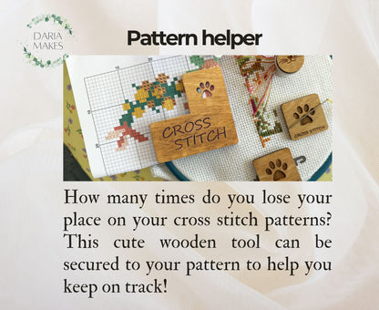 4-piece accessory set for cross stitch and embroidery 'Little Cat Paws' by Daria Makes branding