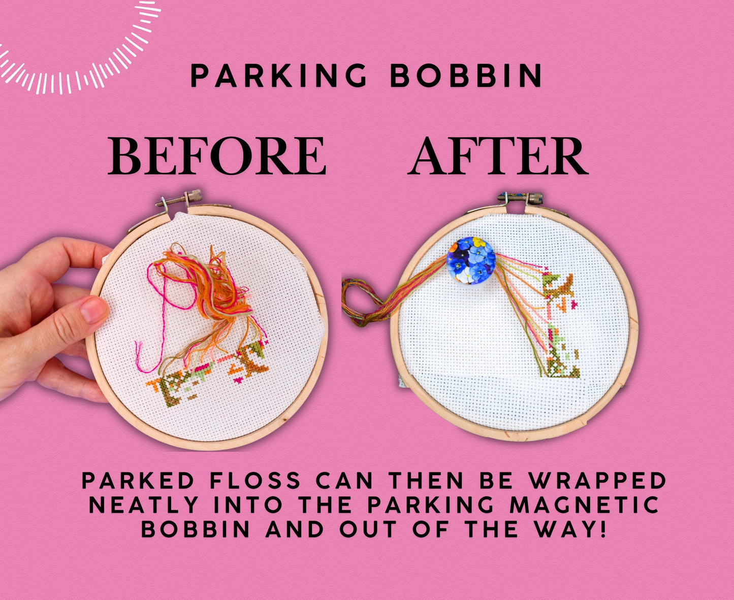 Parking bobbins cross stitch embroidery bobbins magnetic dariamakes thread hopper cross stitch pattern helper needle minder