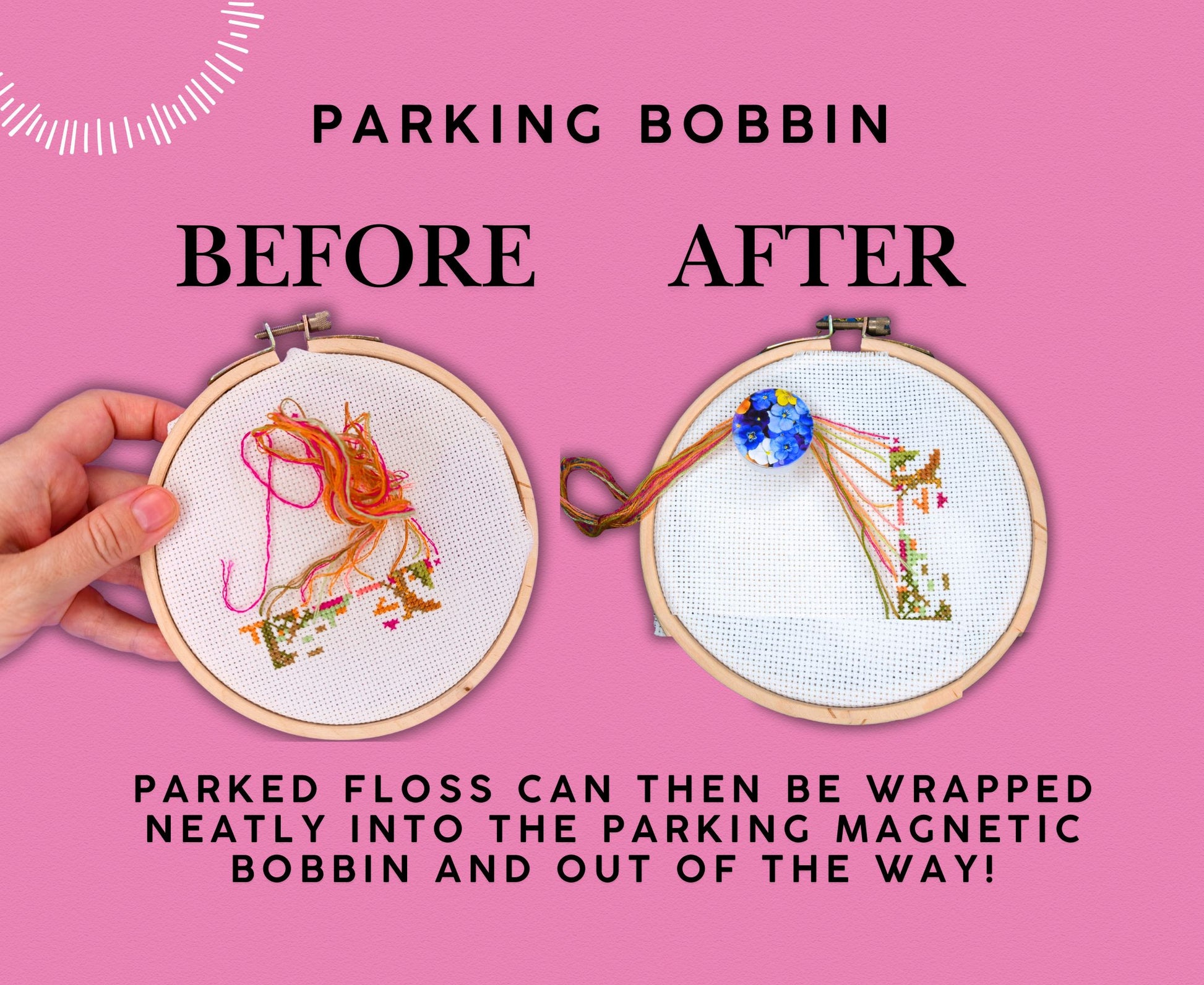 Parking bobbins cross stitch embroidery bobbins magnetic dariamakes thread hopper cross stitch pattern helper needle minder
