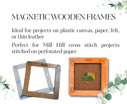 Wooden magnetic cross stitch frame embroidery hoop for plastic canvas, perforated paper

Magnetic Embroidery Frame Hoop Stand Cross Stitch Accessory