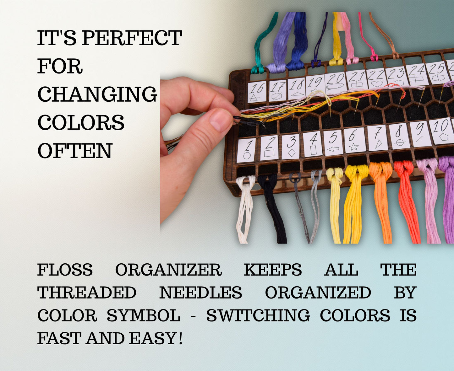 Cross stitch floss organizer 60 colors - Thread keeper for embroidery