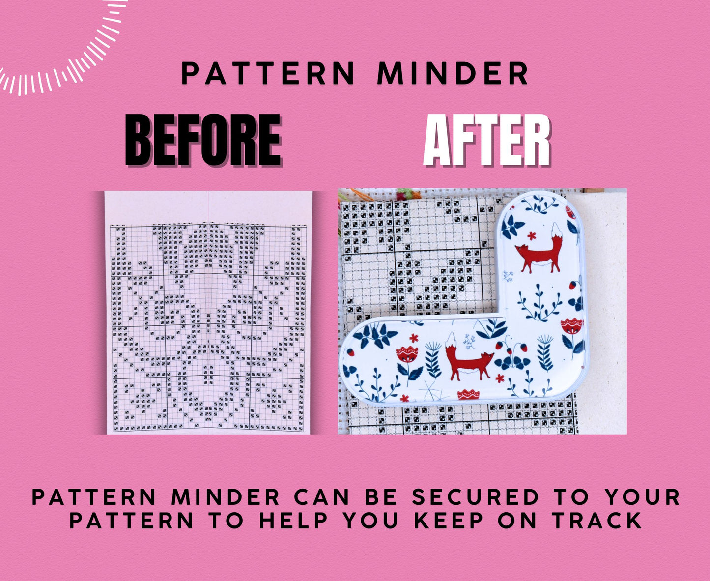 Foxes Accessory set 4 game changers for cross stitch: Pattern marker window - Parking bobbins - Thread hopper Dariamakes