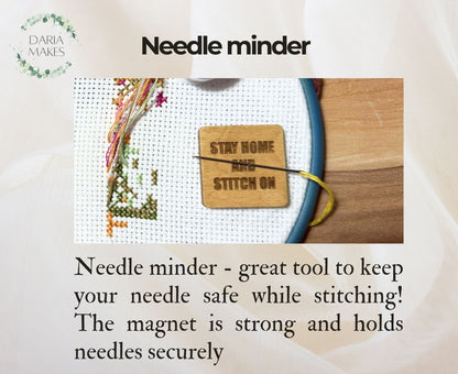 Add a touch of personality to your stitching projects with a cute and practical needle minder! Designed to keep your needle safely in place when you're not stitching, it helps prevent lost needles and keeps your workspace organized.

Perfect for cross stitch, embroidery, quilting, and other needlework hobbies. A needle minder is a small accessory that makes crafting more convenient while adding charm to your creative space.

A thoughtful gift for stitchers, makers, and anyone who loves handmade crafts