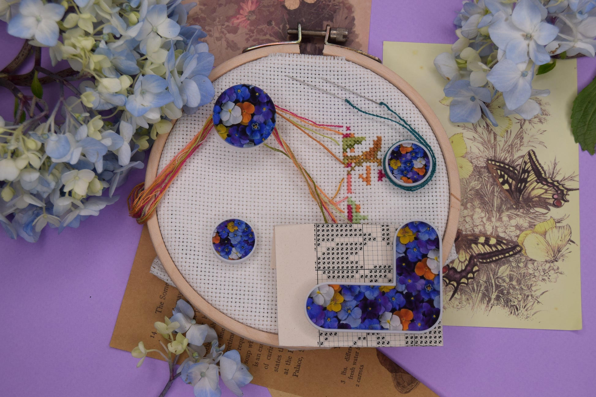 Parking bobbins cross stitch embroidery bobbins magnetic dariamakes thread hopper cross stitch pattern helper needle minder