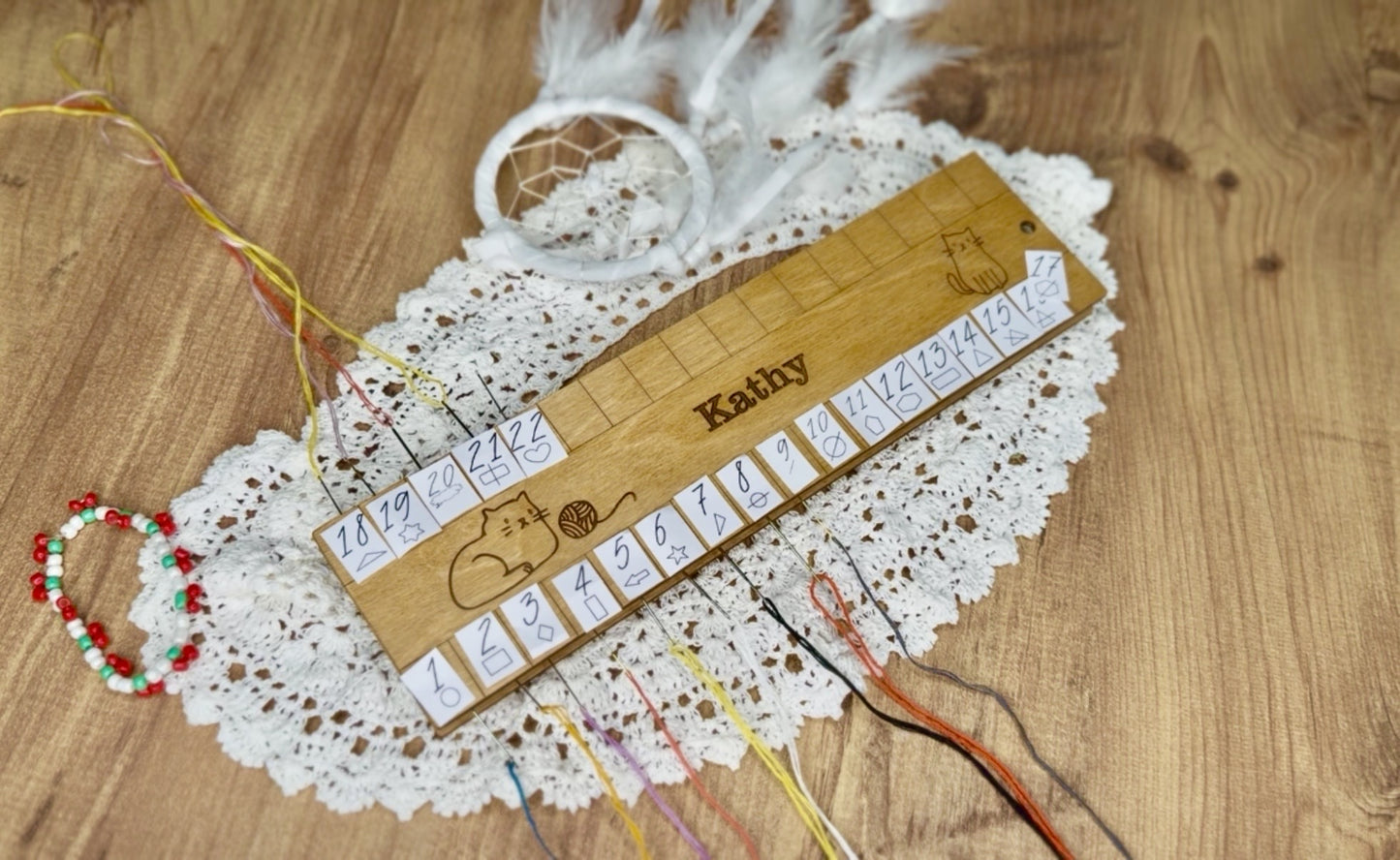 Cross stitch floss organizer for threaded needles - Embroidery floss holder 34 colors