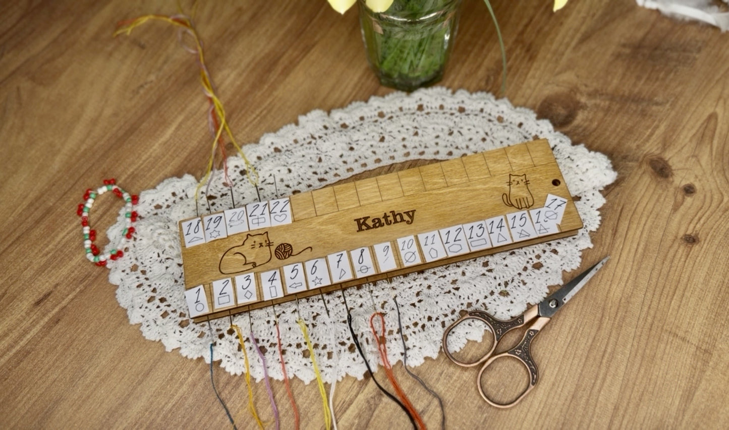 Cross stitch floss organizer for threaded needles - Embroidery floss holder 34 colors