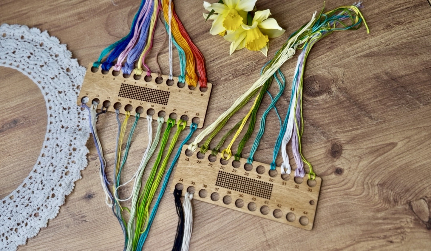 Organisateur de fils pour point de croix pour grands projets (44 couleurs) : porte-fils en bois, outil de broderie (lot de 2) – Daria Makes