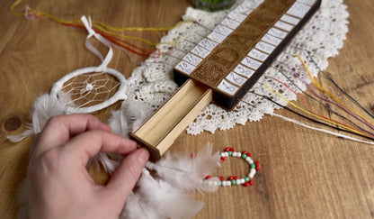 Wooden floss organizer for cross stitch with multiple holes for embroidery threads. This cross stitch floss organizer helps keep embroidery floss neatly separated and easy to access while stitching. A practical embroidery tool for cross stitch projects, needlework, and DIY embroidery kits.

Cross stitch thread organizer made of wood designed to sort embroidery floss by color. Perfect embroidery accessory for cross stitch lovers, helping keep threads tidy during stitching. Ideal for needlework storage, embro