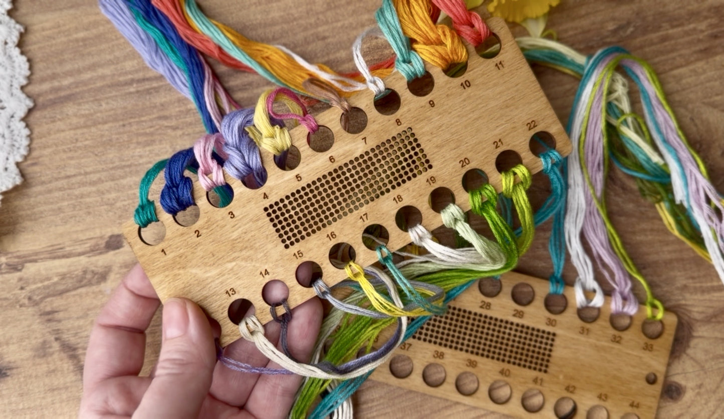 Cross Stitch Floss Organizer for large projects 44 colors: Wooden Thread Holder, Embroidery Tool (Set of 2) Daria Makes