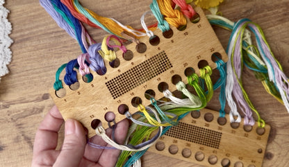 Cross Stitch Floss Organizer for large projects 44 colors: Wooden Thread Holder, Embroidery Tool (Set of 2) Daria Makes