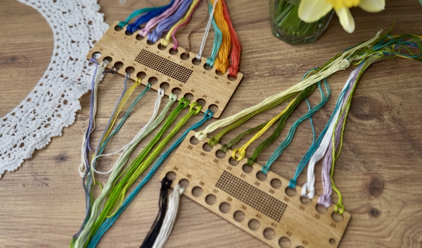 Cross Stitch Floss Organizer for large projects 44 colors: Wooden Thread Holder, Embroidery Tool (Set of 2) Daria Makes