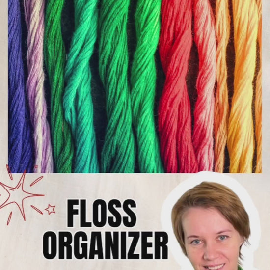 Wooden embroidery floss organizer for cross stitch floss