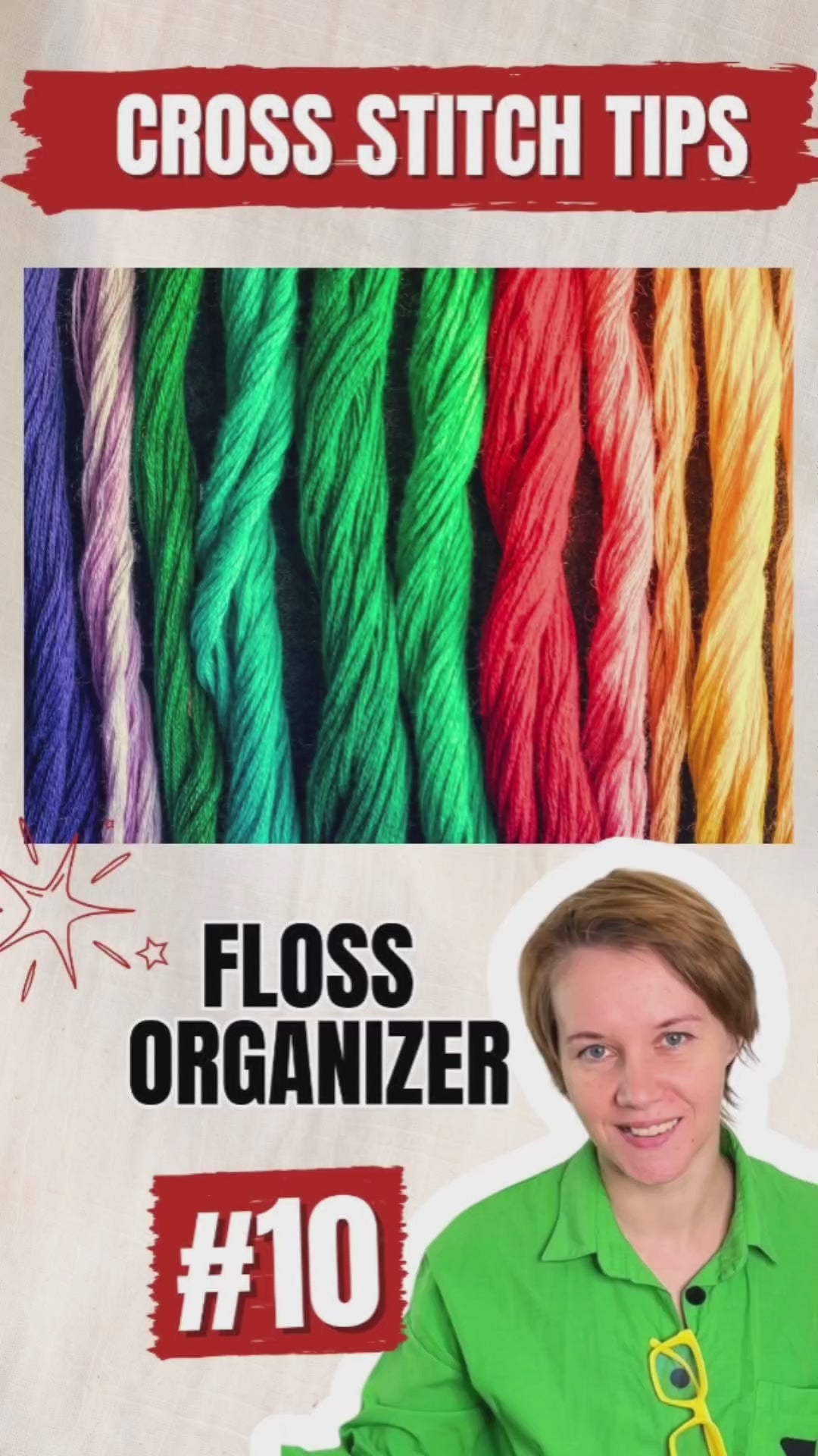 Wooden embroidery floss organizer for cross stitch floss