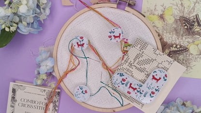 Foxes Accessory set 4 game changers for cross stitch: Pattern marker window - Parking bobbins - Thread hopper Dariamakes