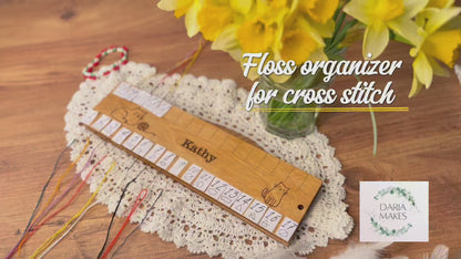Cross stitch floss organizer for threaded needles - Embroidery floss holder 34 colors