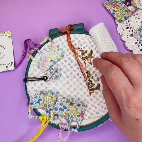 Cross Stitch Kit: Keepers for extra fabric, Floss drops dariamakes Daria Makes