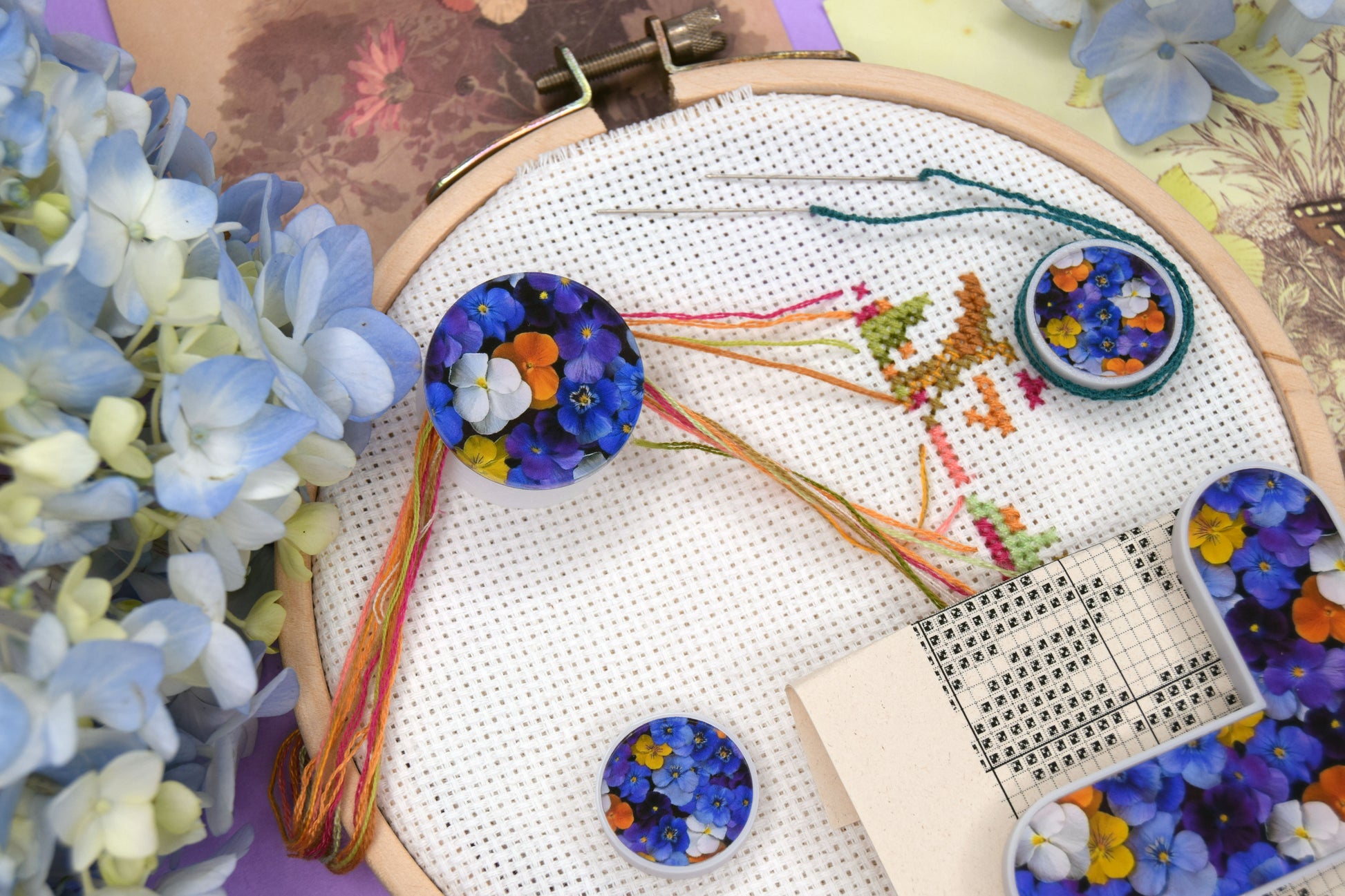 Parking bobbins cross stitch embroidery bobbins magnetic dariamakes thread hopper cross stitch pattern helper needle minder