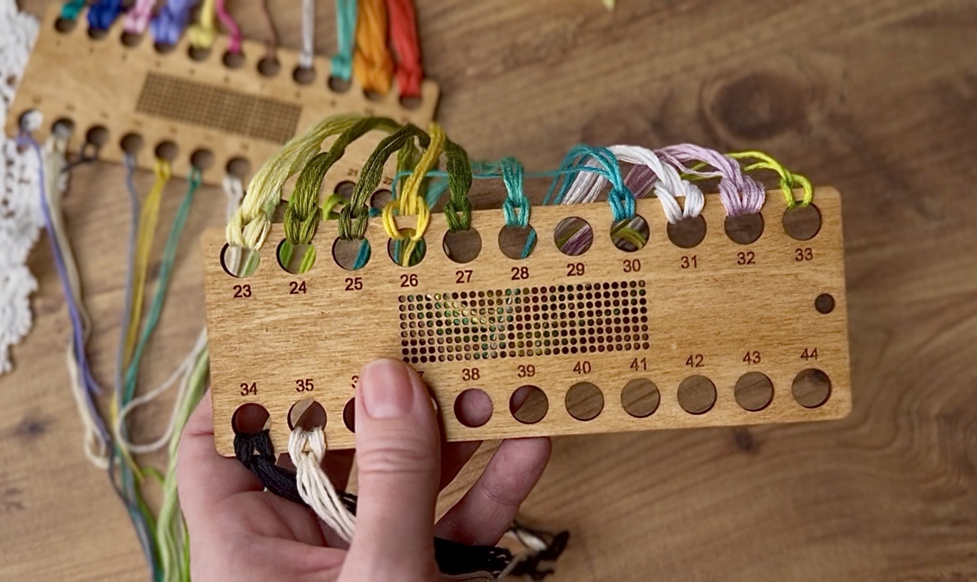 Cross Stitch Floss Organizer for large projects 44 colors: Wooden Thread Holder, Embroidery Tool (Set of 2) Daria Makes